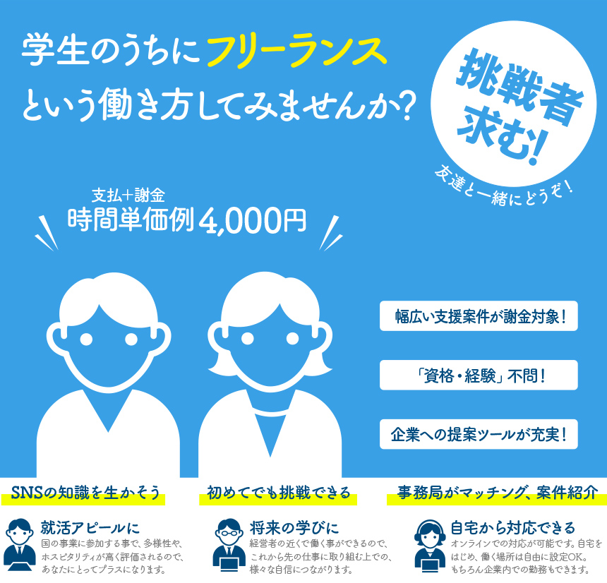 学生のうちにフリーランスという働き方をしてみませんか?